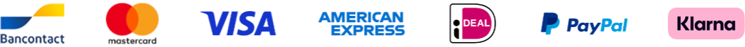 U kunt betalen met Bancontact, VISA, MasterCard, American Express of Paypal, Klarna